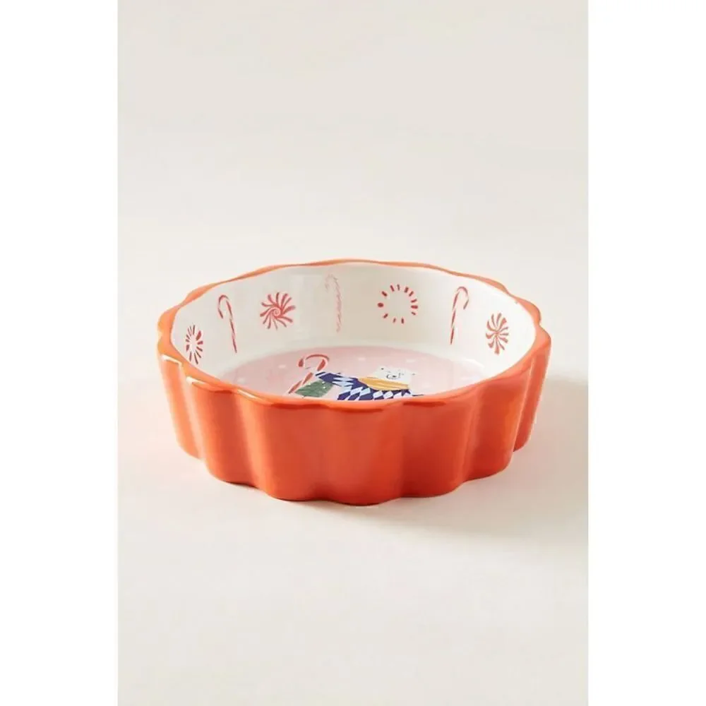 Anthropologie Geoge & Viv Merry Ramekin Baking Trinket Dish Christmas NEW